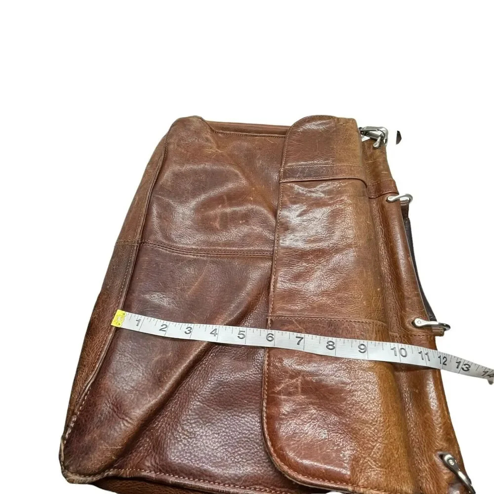 Wilsons Messenger Bag Satchel Briefcase Leather Unisex Brown Distressed Vintage